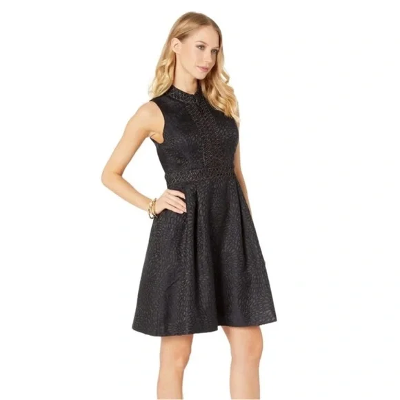 NWT Lilly Pulitzer Franci Dress in Onyx Lagoon Jacquard Size 8 - Picture 3 of 12